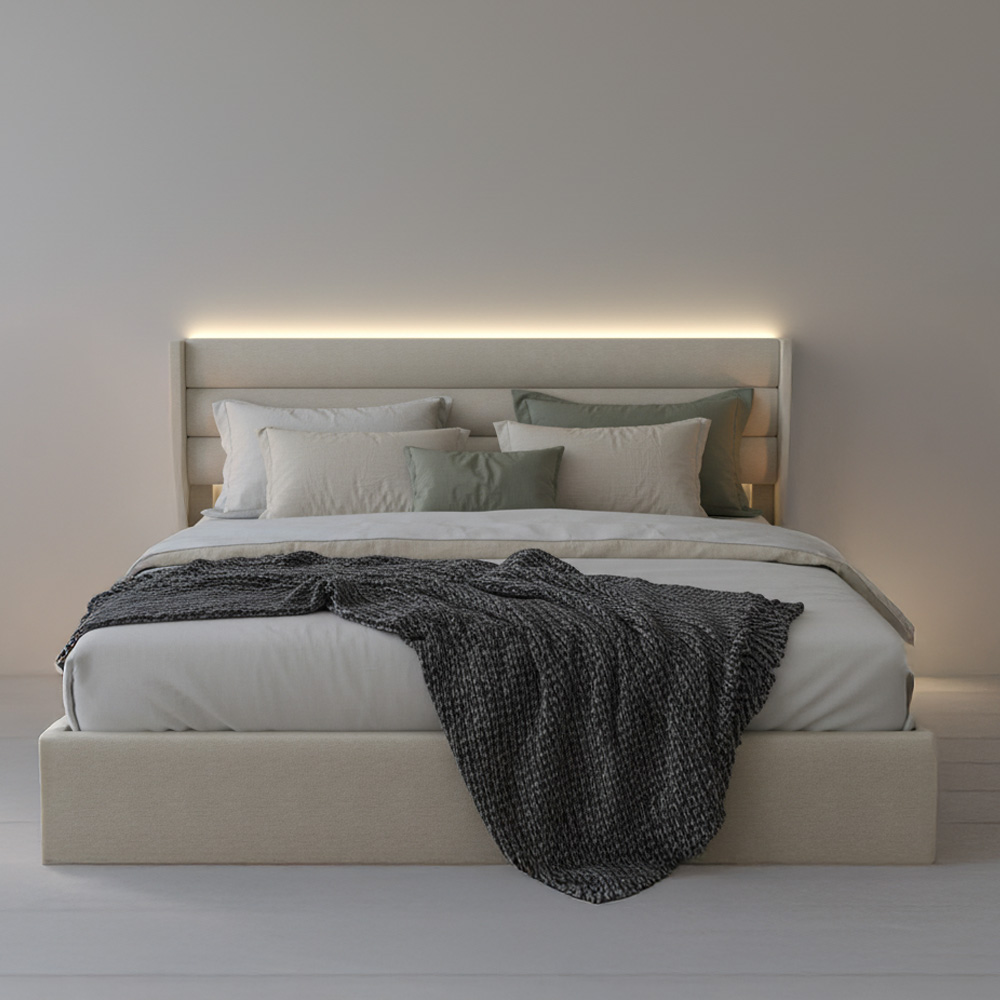 Lit LED SORINA avec matelas Beige - 200 x 200 cm