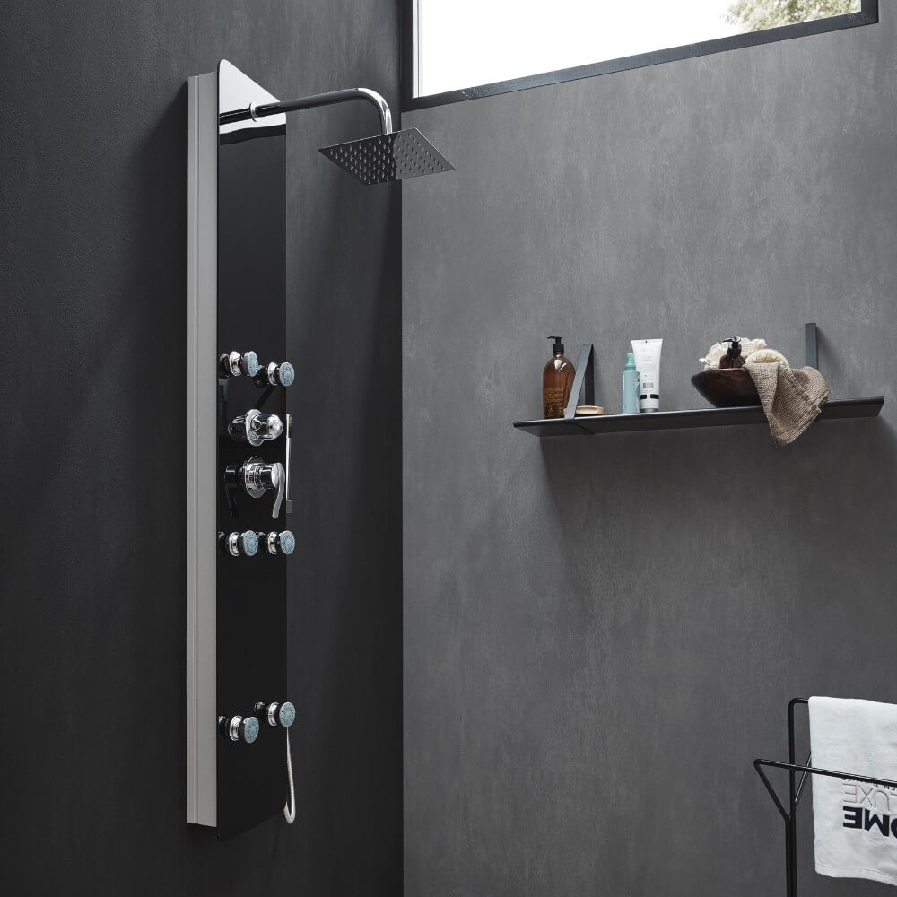 Home Deluxe Panneau de douche avec douche de pluie DIVE - noir