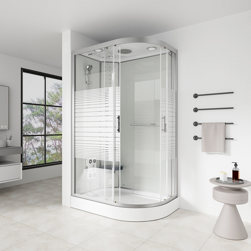 Home Deluxe Douche vapeur avec cascade et sauna vapeur WHITE PEARL - 120 x 80 cm Droite