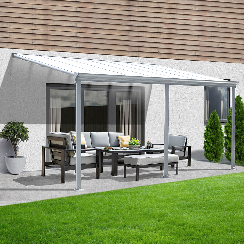 Home Deluxe Abri de terrasse SOLIS - 435 / 442 x 300 / 303 x 278 / 226 cm blanc