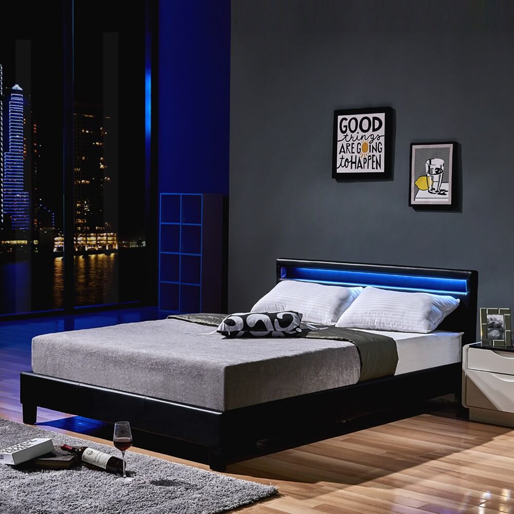Home Deluxe Lit LED ASTRO - 140 x 200 cm noir