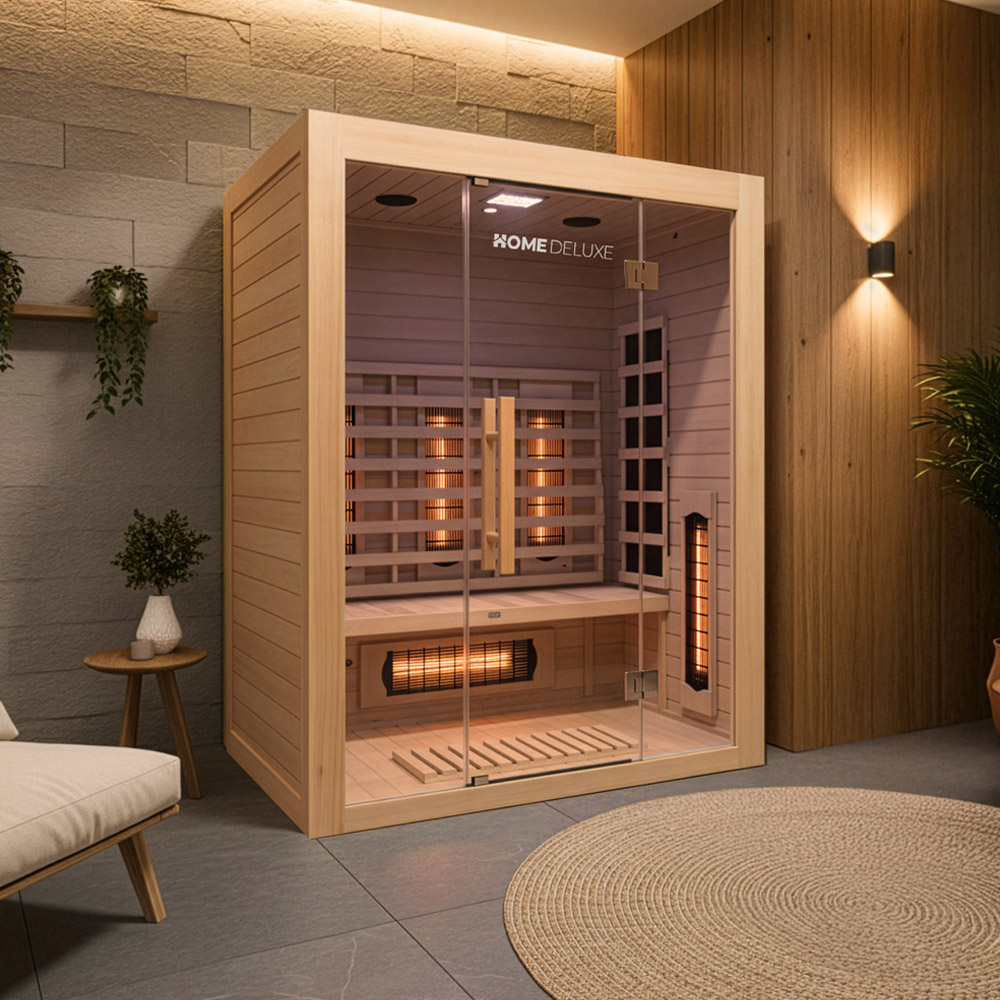 Home Deluxe Cabine infrarouge avec radiateur à spectre complet SAHARA L - 150 x 120 cm pour 3 personnes