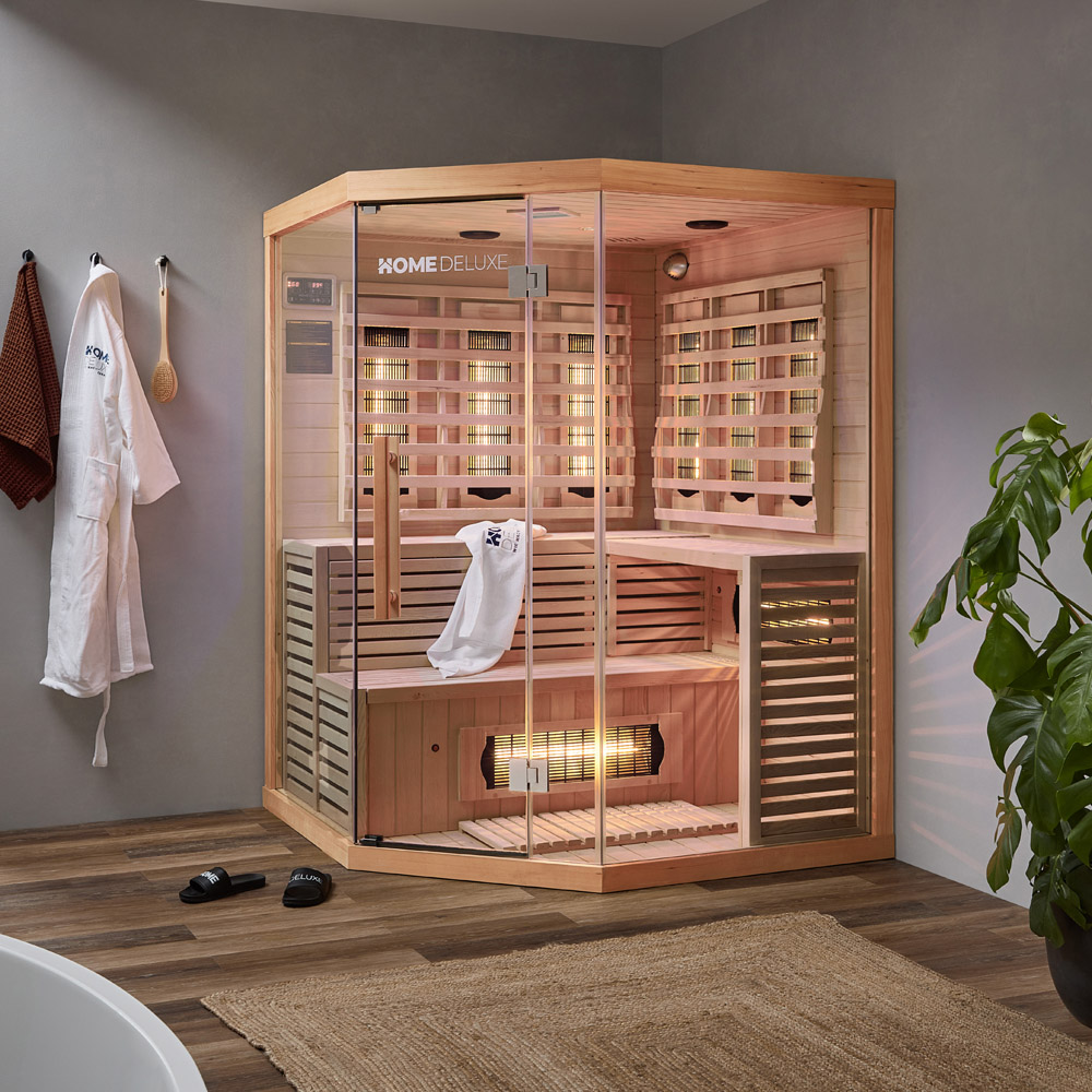 Home Deluxe Cabine infrarouge avec radiateur à spectre complet SAHARA XXL - 150 x 150 cm pour 4 personnes