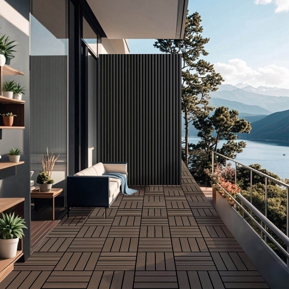 Home Deluxe WPC Carreaux à clipser BAVARO - brun foncé (aspect bois)