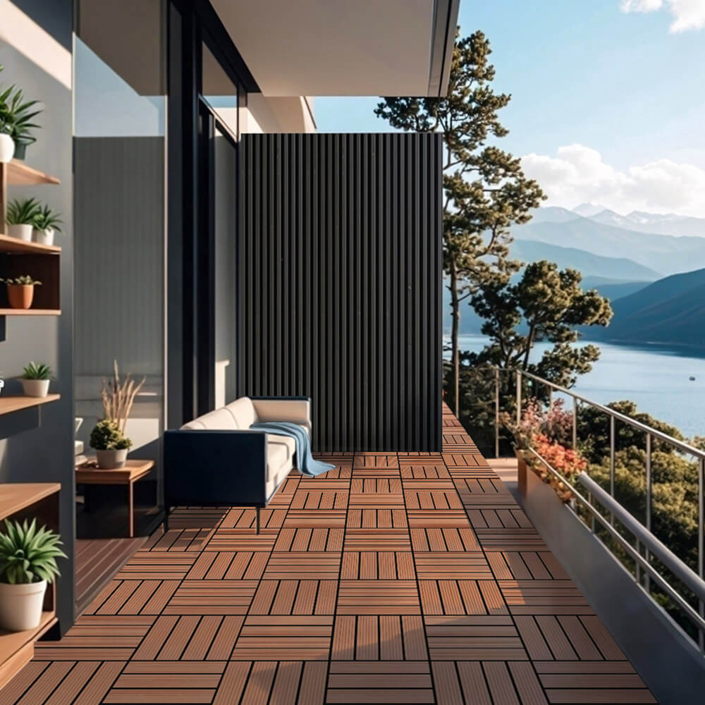 Home Deluxe WPC Carreaux en bois BAVARO - brun clair