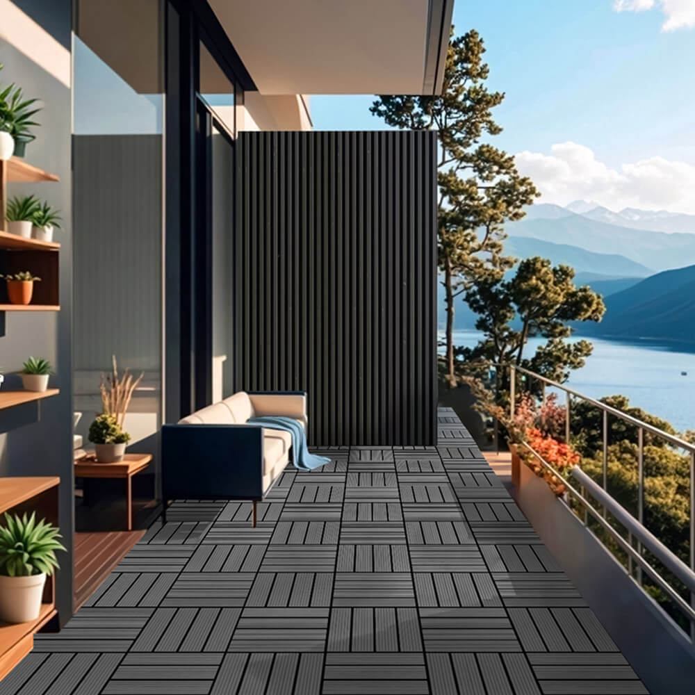 Home Deluxe WPC Carreaux à clipser BAVARO - Anthracite (aspect bois)