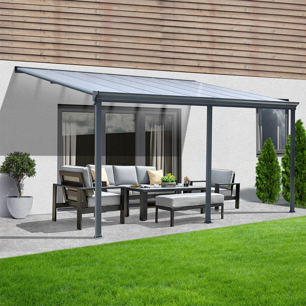 Home Deluxe Abri de terrasse SOLIS - 496 / 503 x 300 / 303 x 278 / 226 cm Gris