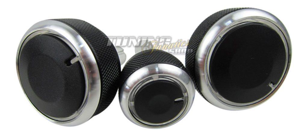 Alu Chrom Schalter Drehschalter Regler SET Heizung Klima AC Lüftung für VW