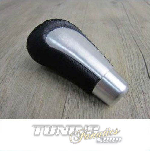 Premium Schaltknauf Schalthebel Knauf Leder Alu Schwarz für viele Fahrzeuge