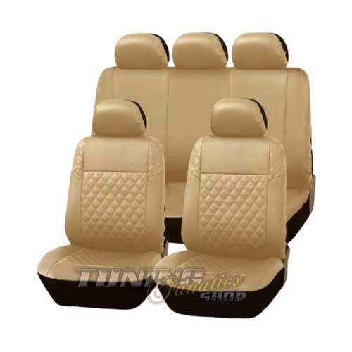 Premium Kunstleder Sitzbezug Auto Sitzbezüge Sitz Karo Beige für viele Fahrzeuge