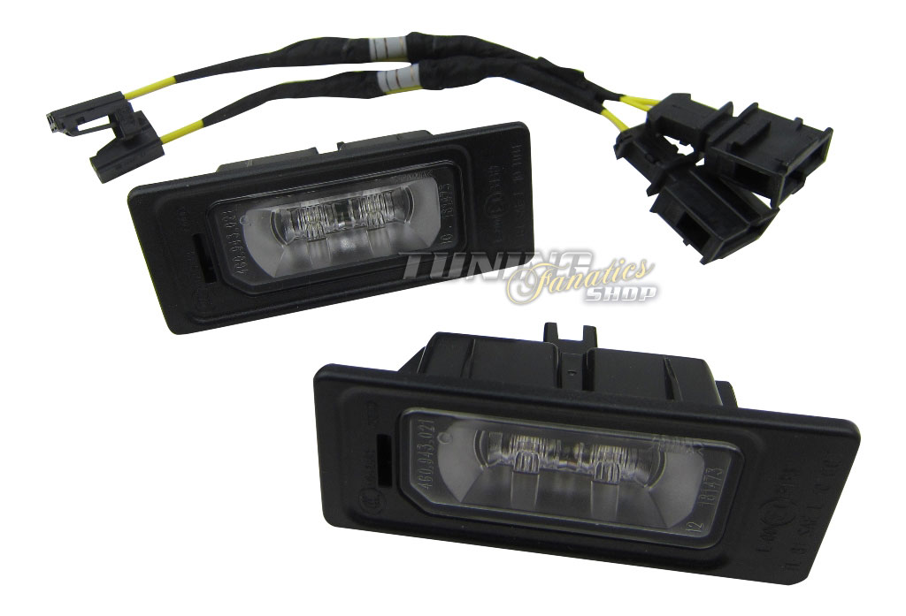 2x Original Skoda LED Kennzeichenbeleuchtung + CanBus Anschluss Adapter Kabel 8K