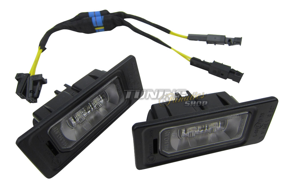2x Original VW LED Kennzeichenbeleuchtung + CanBus Anschluss Adapter Kabel #VA