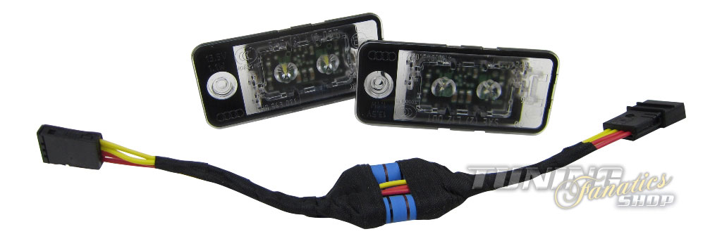 2x Original Audi LED Kennzeichenbeleuchtung + CanBus Anschluss Adapter Kabel #8P