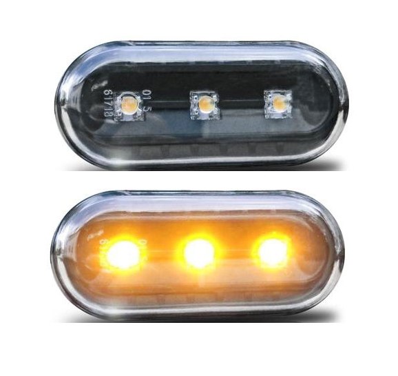 2x LED Klarglas Seitenblinker Blinker SCHWARZ für VW Seat Skoda Ford