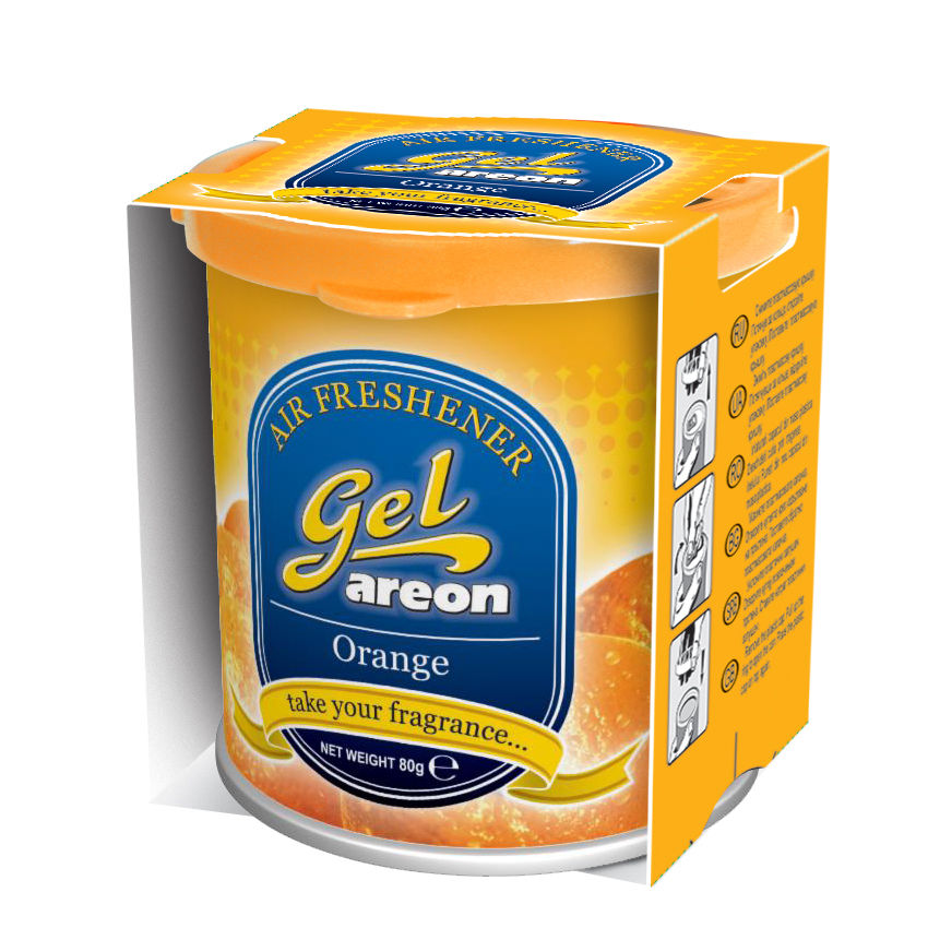3x Original Areon Gel CAN Autogel Duftdose Duftbaum Lufterfrischer DECKEL Orange