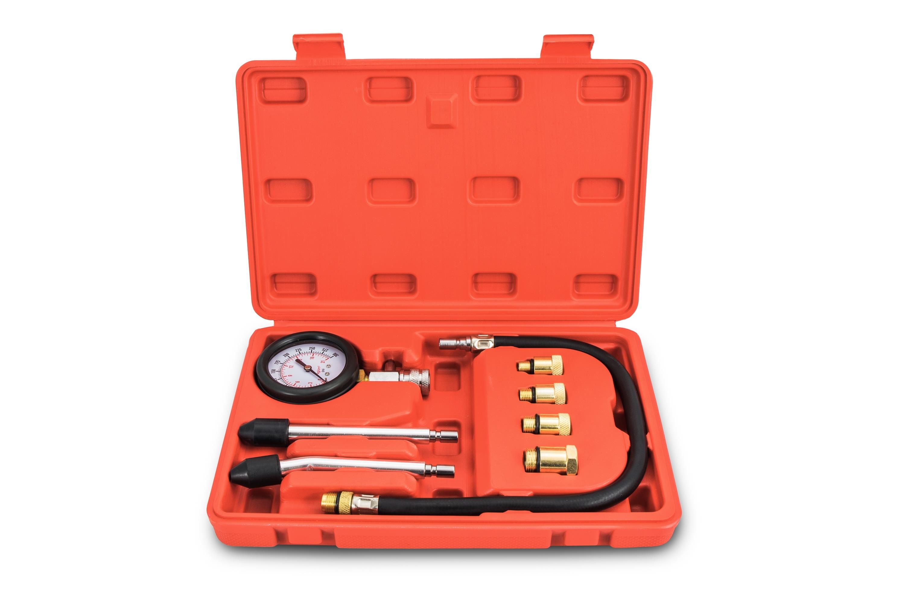 Kompressions-Prüfer Benzin-Motoren PKW LKW 0-20 Bar Meßgerät Druckverlust-Tester