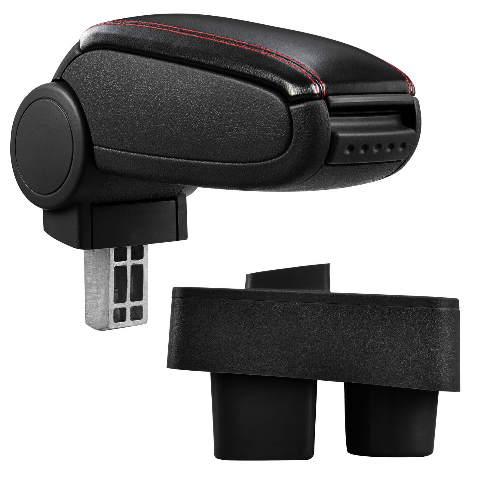 Armlehne Mittelarmlehne Leder Bezug Schwarz / Rot für Skoda Roomster ab 2006-