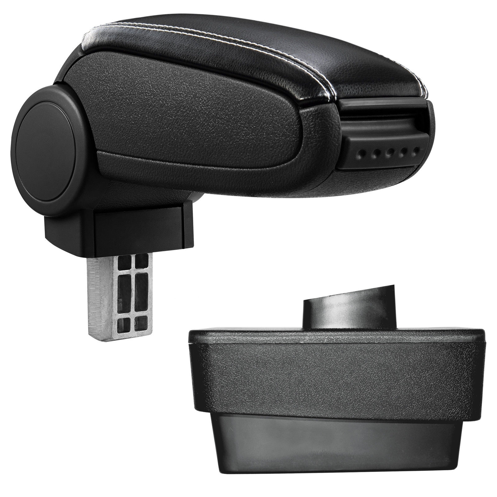 Armlehne Mittelarmlehne Leder Bezug Schwarz / Weiß für Skoda Fabia 3 III 2014-