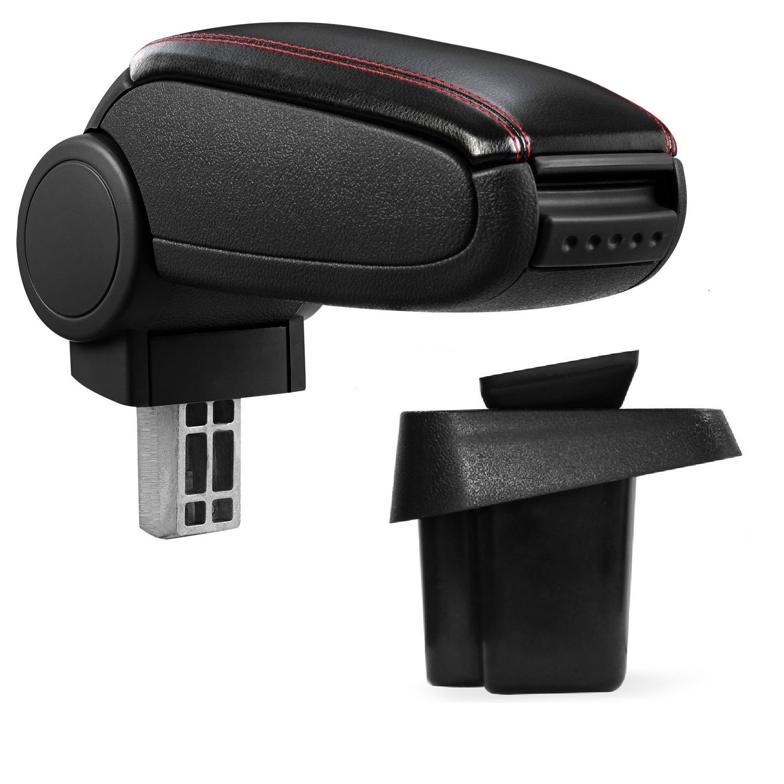 Armlehne Mittelarmlehne MAL Leder Bezug Schwarz / Rot für Fiat Sedici ab 2006-