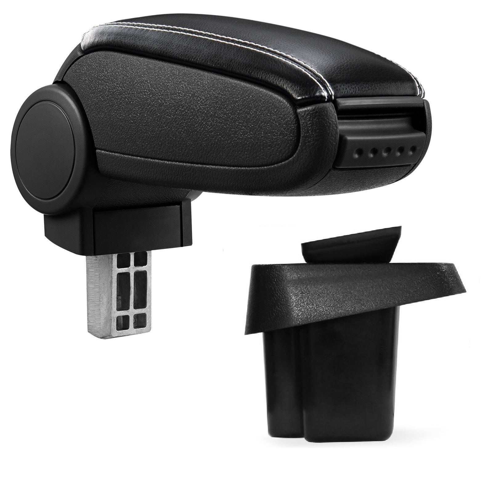 Armlehne Mittelarmlehne Leder Bezug Schwarz / Weiß für Fiat Sedici ab 2006-