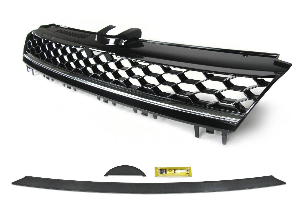 Kühlergrill Sportgrill Gitter Grill Waben Schwarz GTI GTD Look für VW Golf 7 VII