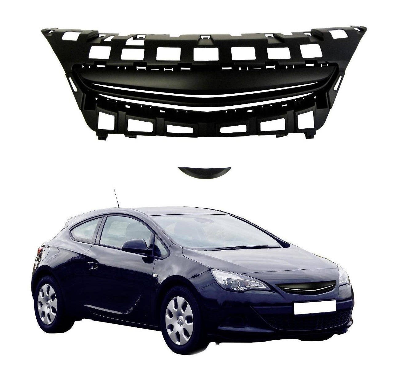 Kühlergrill Sportgrill Gitter Grill ohne Emblem Schwarz für Opel Astra J GTC