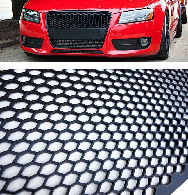 PREMIUM Universal Renn Race Waben Gitter Schwarz Stoßstange Frontschürze Diffuso