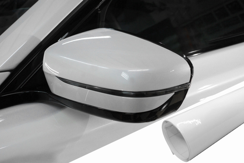 PREMIUM Spiegel Spiegelgehäuse Kappe Design Folie Weiß Glanz für viele Fahrzeuge