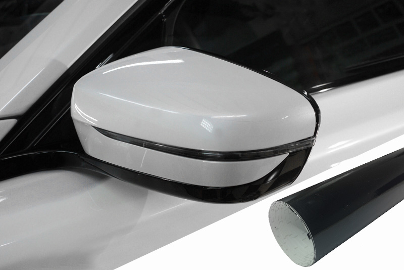 PREMIUM Spiegel Spiegelgehäuse Kappe Design Folie Schwarz Glanz viele Fahrzeuge