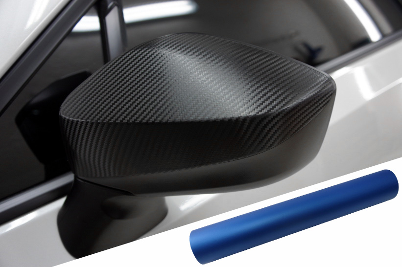 PREMIUM Spiegel Spiegelgehäuse Kappe Design Folie Blau Matt für viele Fahrzeuge