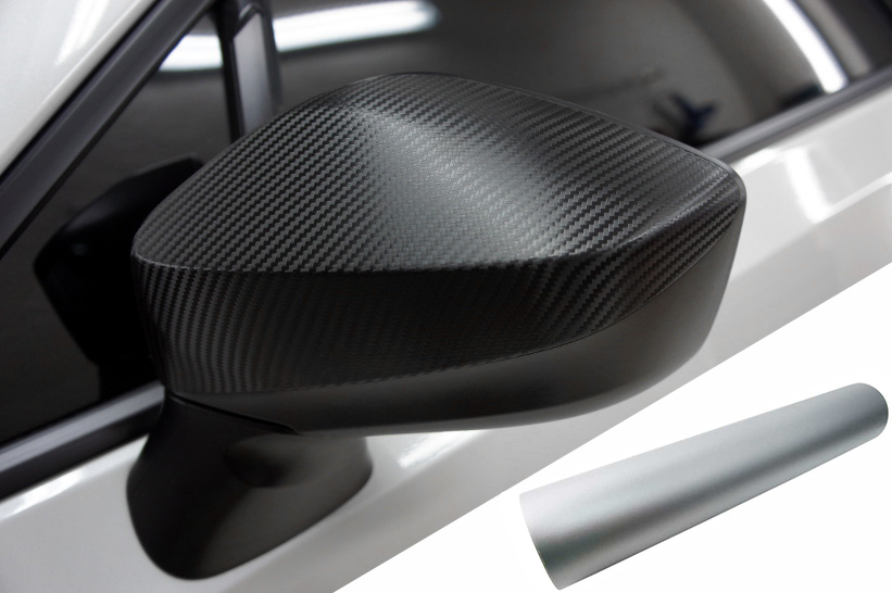 PREMIUM Spiegel Spiegelgehäuse Kappe Design Folie Silber Matt viele Fahrzeuge