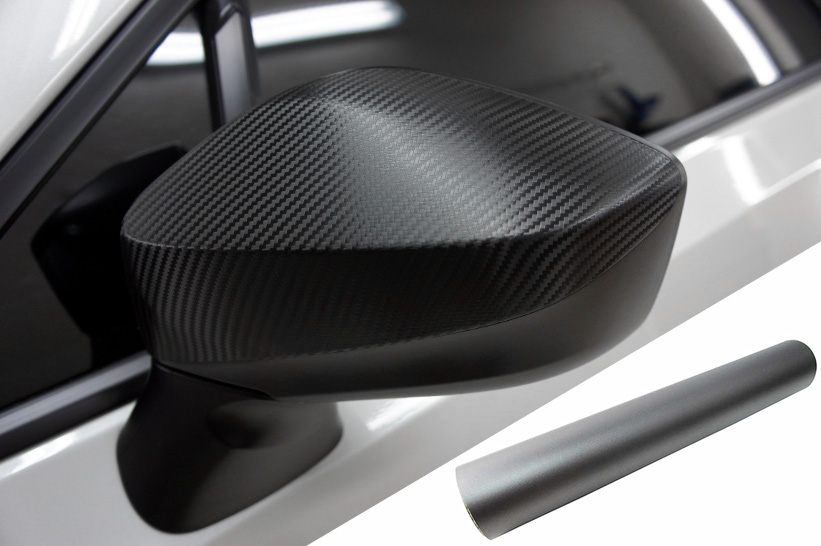 PREMIUM Spiegel Spiegelgehäuse Kappe Design Folie Grau Matt für viele Fahrzeuge