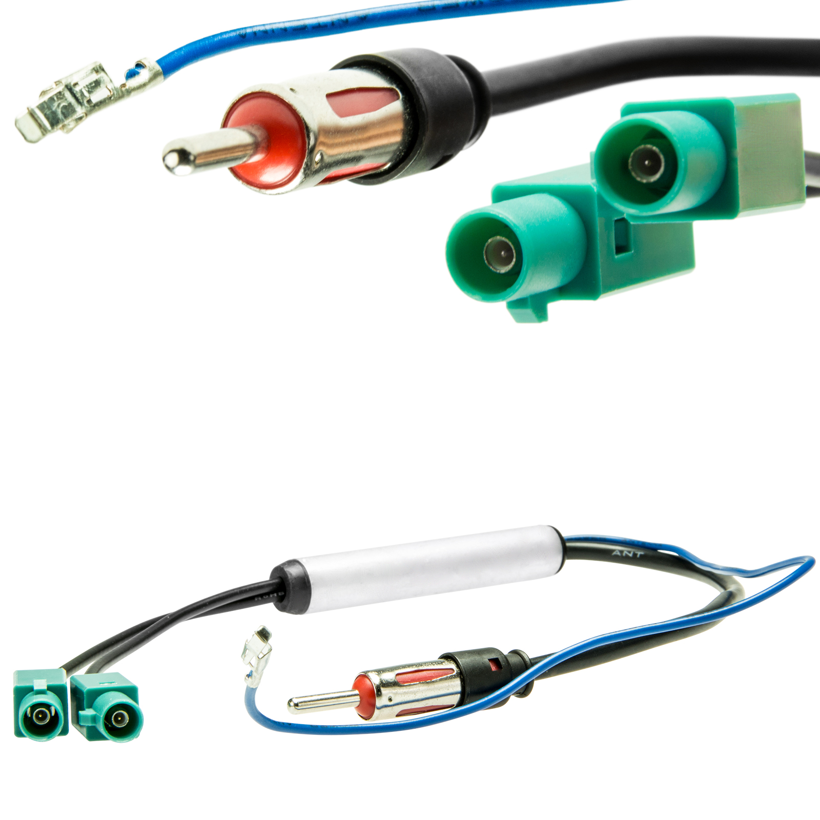 Auto Radio Antennenadapter 2x Fakra Phantomeinspeisung DIN Anschluss Universal