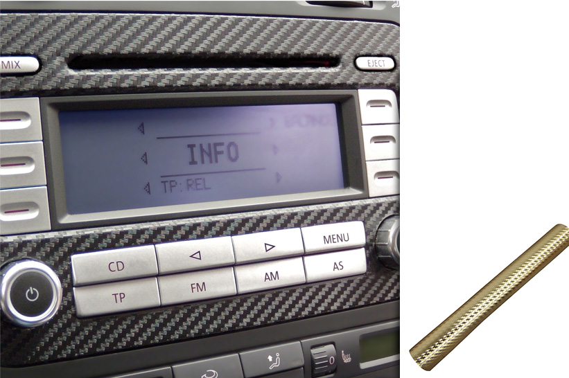 Premium Innenraum Zierleisten Dekor Blende Design Folie Set in Carbon Chrom Gold