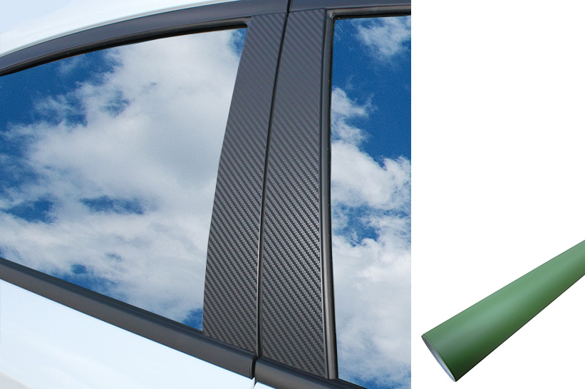 6x PREMIUM A B C Säule Tür Leisten Auto Folie Set Army Grün für viele Fahrzeuge