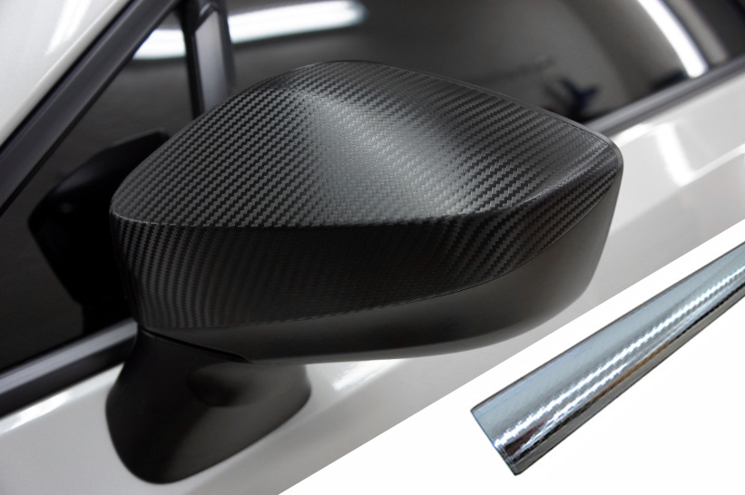 PREMIUM Spiegel Spiegelgehäuse Kappe Design Folie Carbon Chrom viele Fahrzeuge