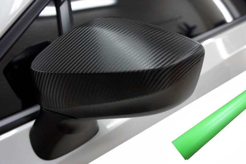 PREMIUM Spiegel Spiegelgehäuse Kappe Design Folie Hellgrün Matt viele Fahrzeuge