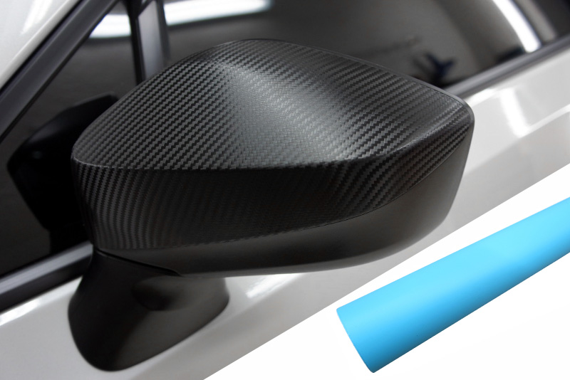 PREMIUM Spiegel Spiegelgehäuse Kappe Design Folie Hellblau Matt viele Fahrzeuge