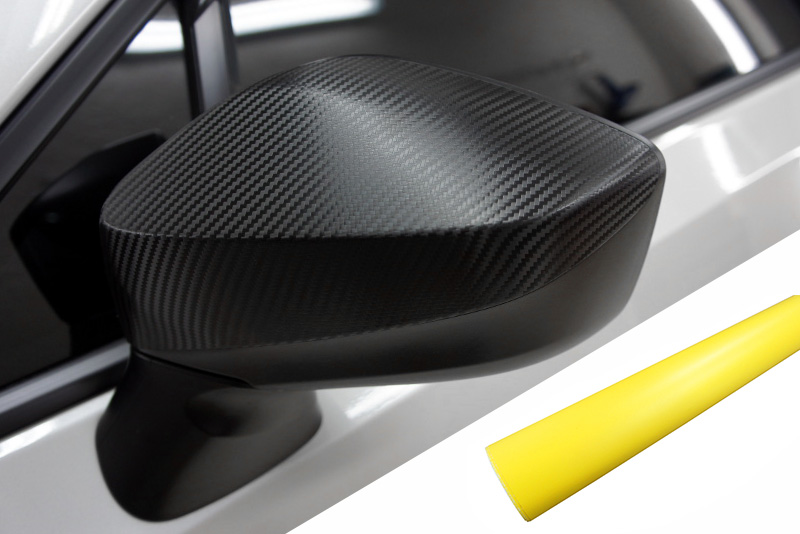 PREMIUM Spiegel Spiegelgehäuse Kappe Design Folie Gelb Matt für viele Fahrzeuge