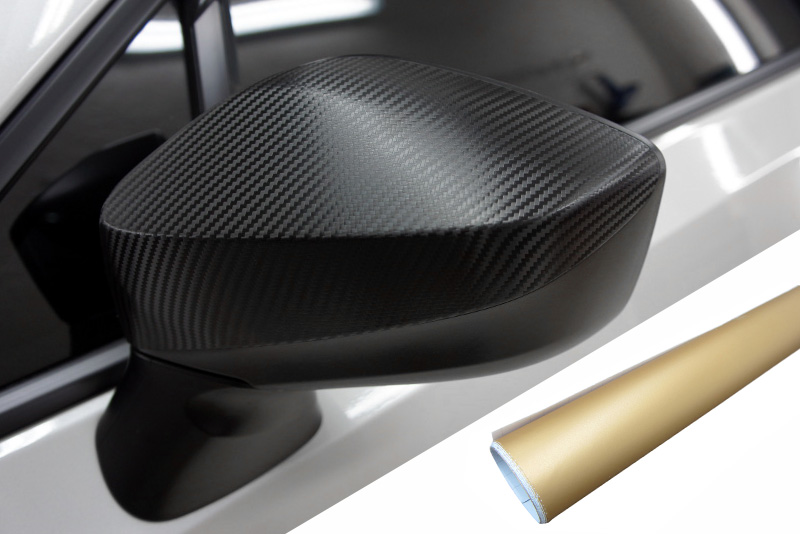 PREMIUM Spiegel Spiegelgehäuse Kappe Design Folie Gold Matt für viele Fahrzeuge