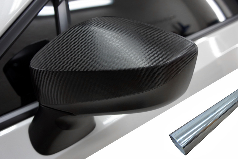 PREMIUM Spiegel Spiegelgehäuse Kappe Design Folie Chrom für viele Fahrzeuge