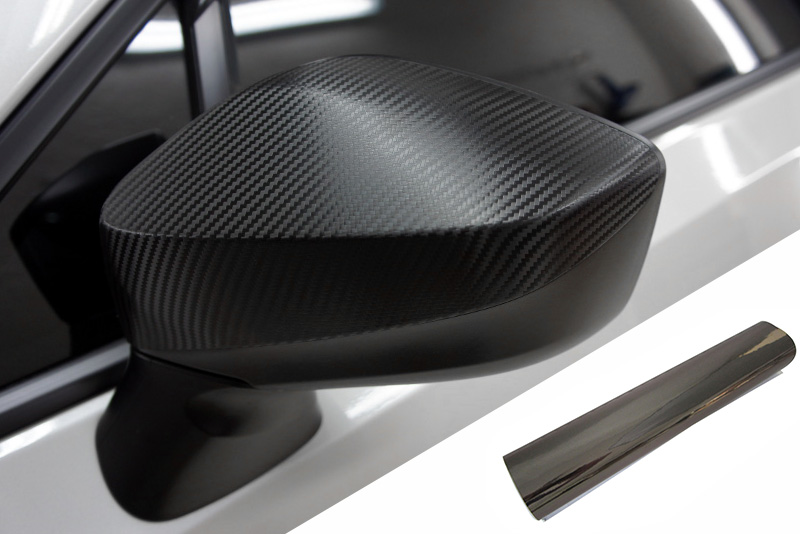 PREMIUM Spiegel Spiegelgehäuse Kappe Design Folie Chrom Schwarz viele Fahrzeuge