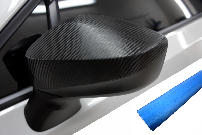 PREMIUM Spiegel Spiegelgehäuse Kappe Design Folie Alu Blau für viele Fahrzeuge