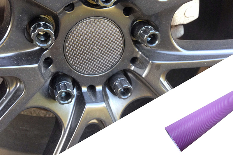 4x Alufelgen Felgen Naben Deckel Design Folie Carbon Lila für viele Fahrzeuge