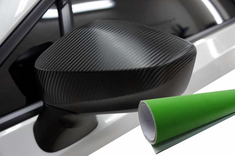 PREMIUM Spiegel Spiegelgehäuse Kappe Design Wrapping Folie in Grün Lime Matt