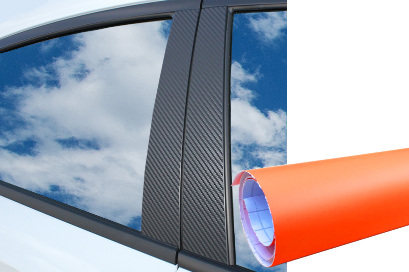 6x PREMIUM A B C Säule Tür Leisten Abdeckung Auto Folie Wrap Set Orange Matt