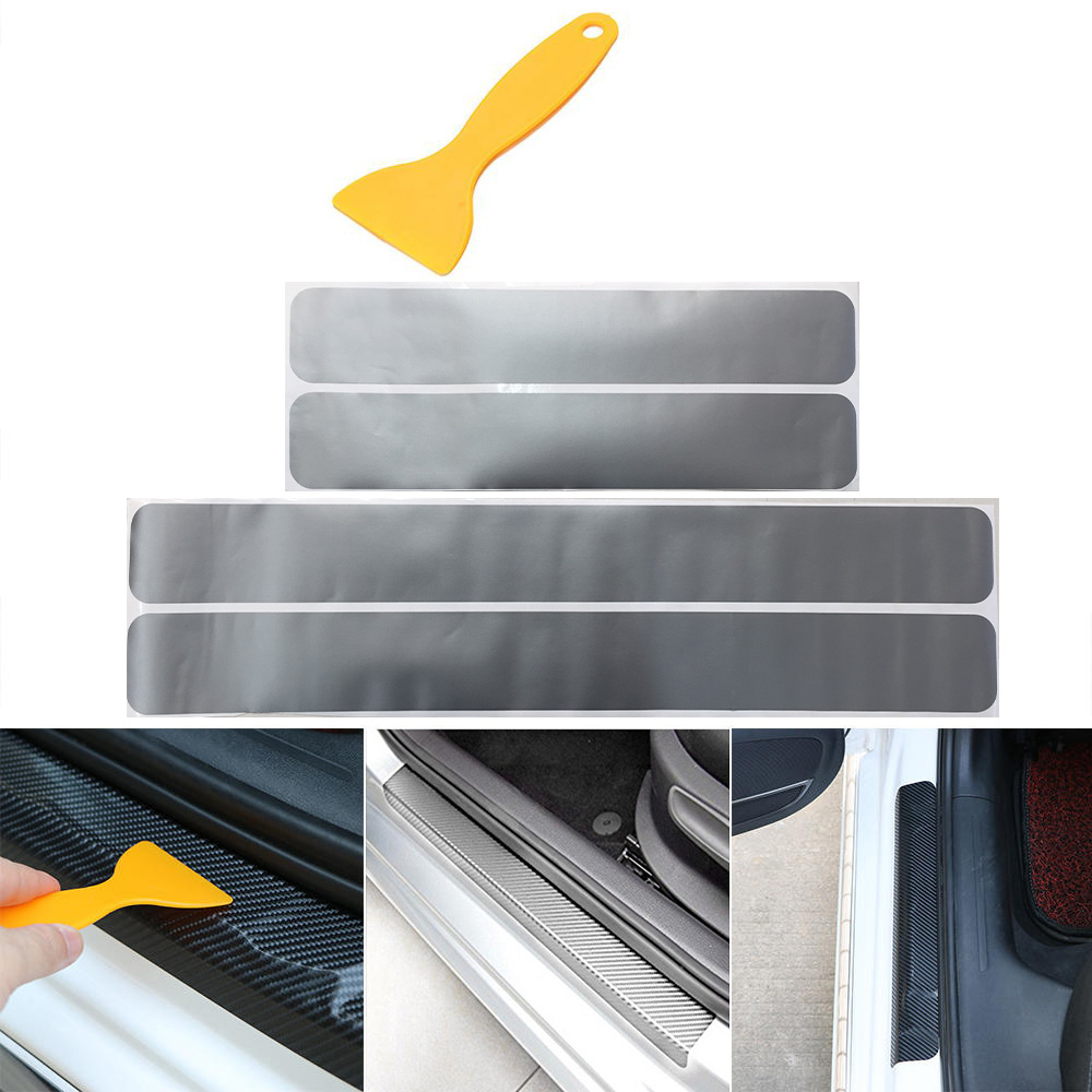 4x Einstiegsleiste Tür Leisten Verkleidung Design Folie Rakel Silber Grau Matt