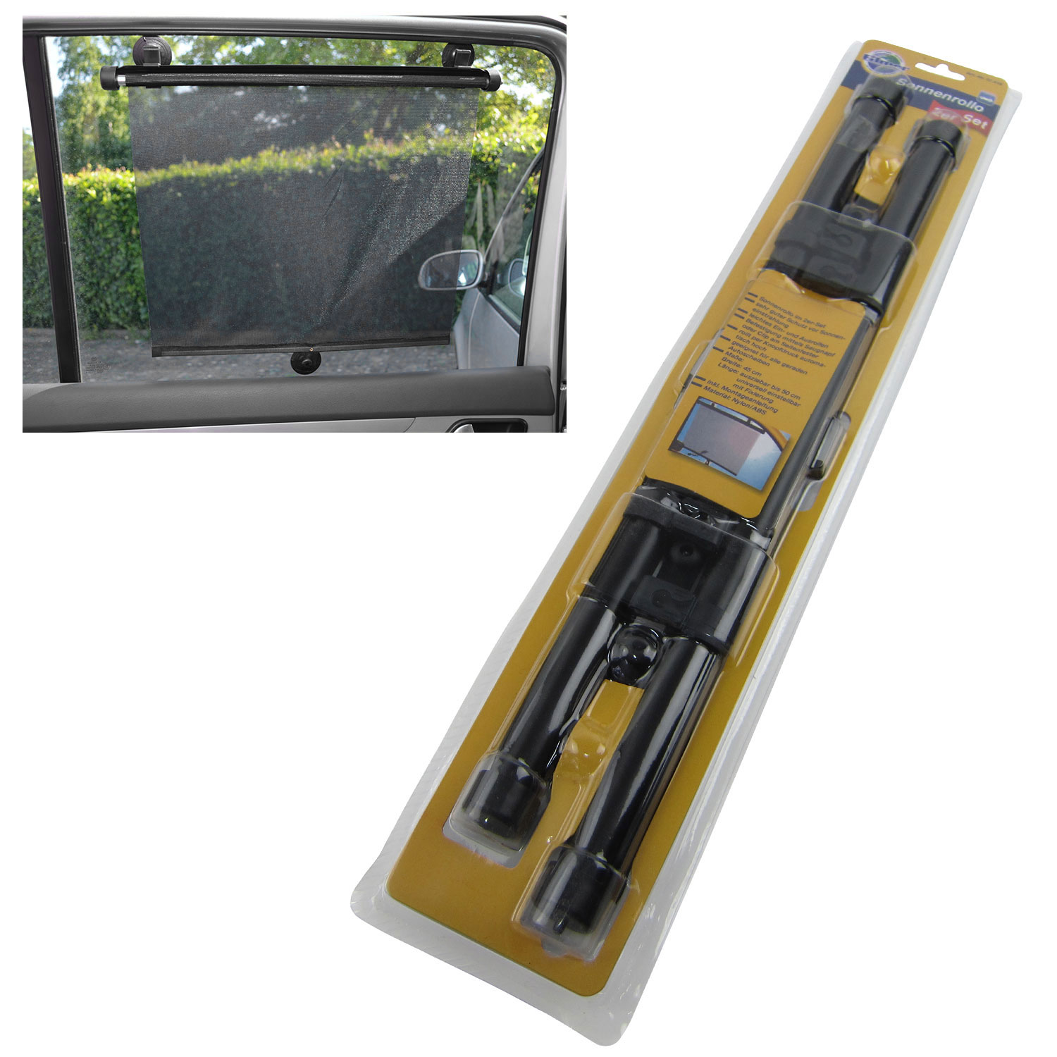 2x Sonnen Rollo Sonnenschutz Sonne Wärme Schutz 2er- Set für die Seitenscheibe