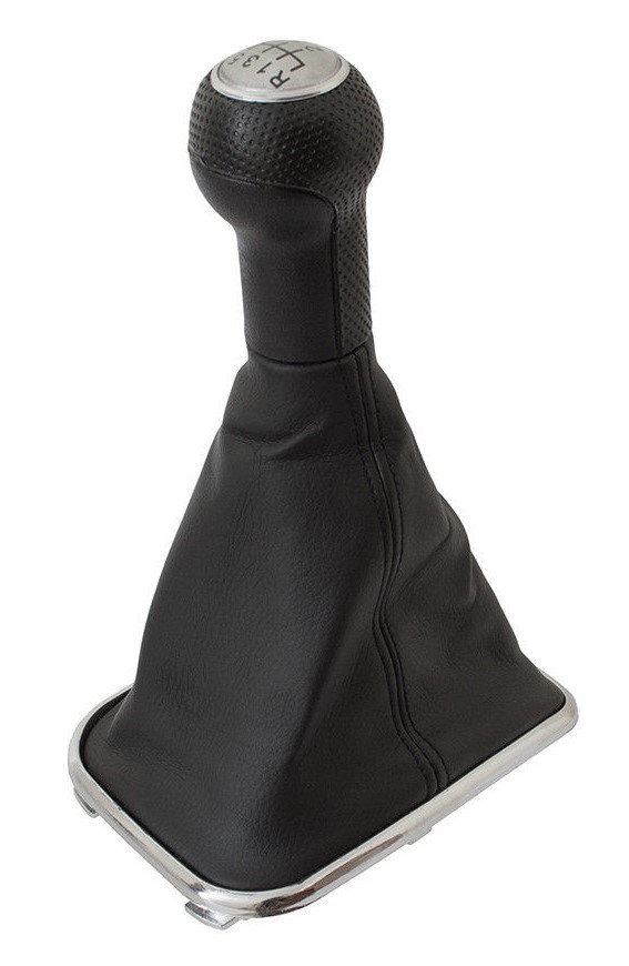 PREMIUM Schaltknauf Knauf Manschette Schwarz Silber 6-Gang für VW Golf 4 IV Bora