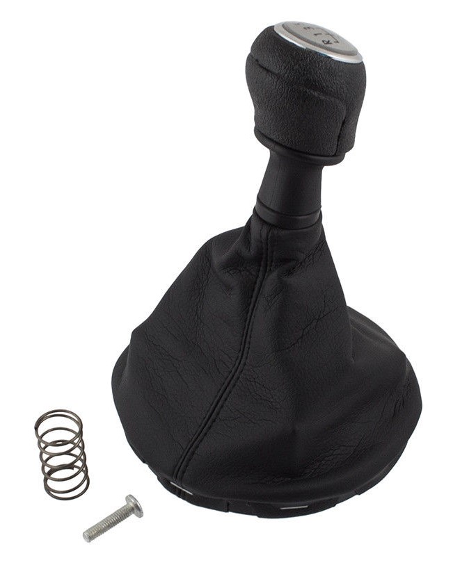 PREMIUM Schaltknauf Knauf Manschette Schwarz Silber 5-Gang für VW T5 ab 2003-